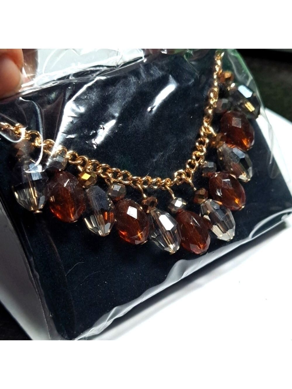 Vintage 1980's Avon JJH Faceted Crystal Bead Necklace 18" to 21" NEW